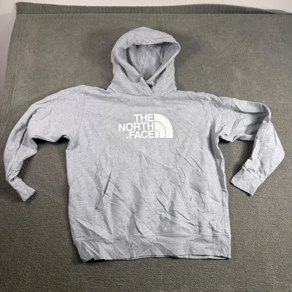 The North Face Mens Half Dome Pullover Hoodie Light Grey Heather XL Logo Fleece